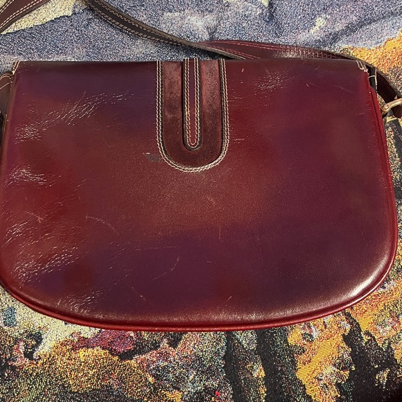 Deccio Leather Mahogany Brown Dual Compartment Purse Hand Bag from Italy